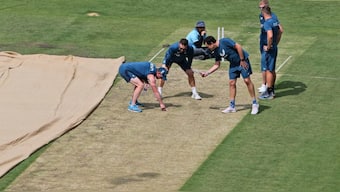 England camp assess the pitch before the fourth Test in Ranchi. AP