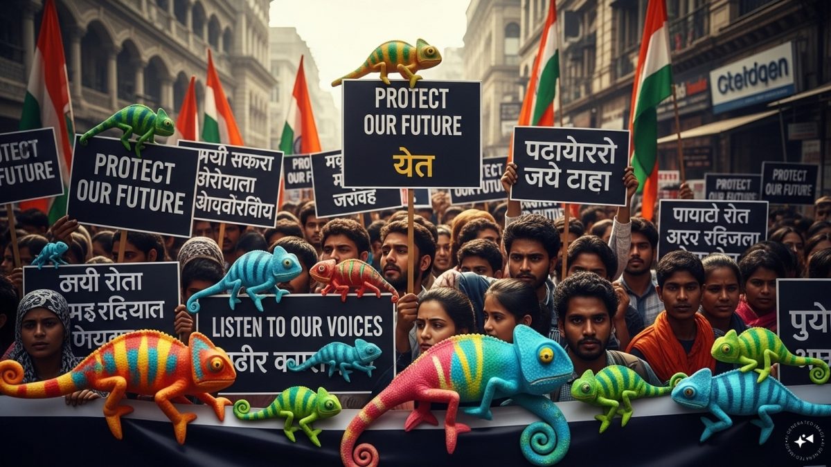 Cong MLAs protest MP govt with toy chameleons over OBC quota issue Cong MLAs protest MP govt with toy chameleons over OBC quota issue